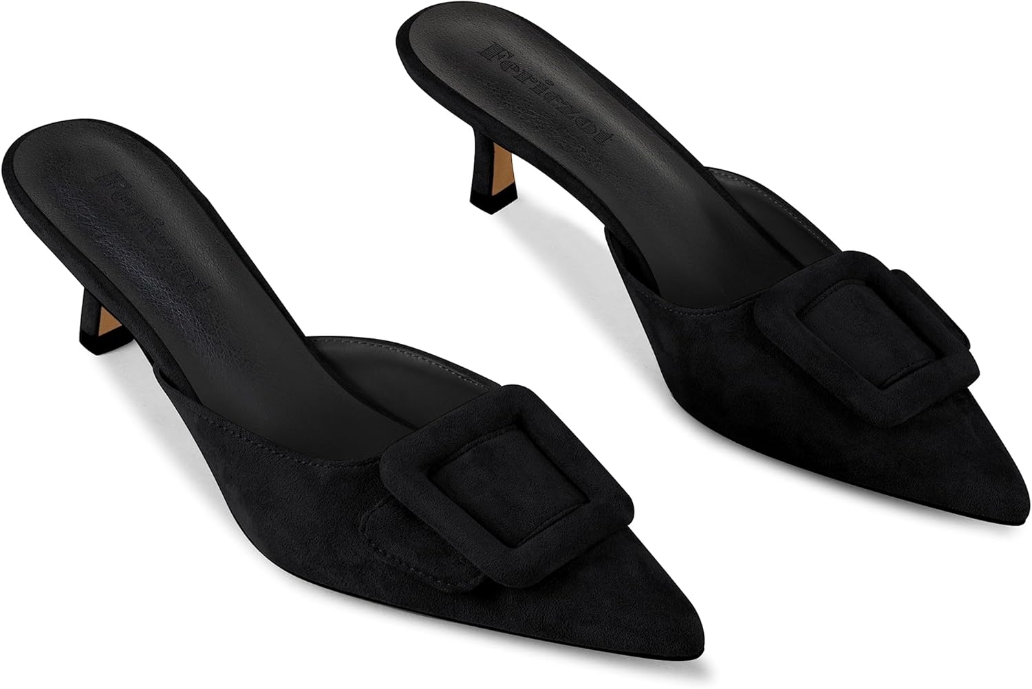 Fericzot Mule Slippers for Women,Slingback Buckle Pumps Pointed Toe Kitten Heels Shoes Slides Backless Dress Sandals - Image 5