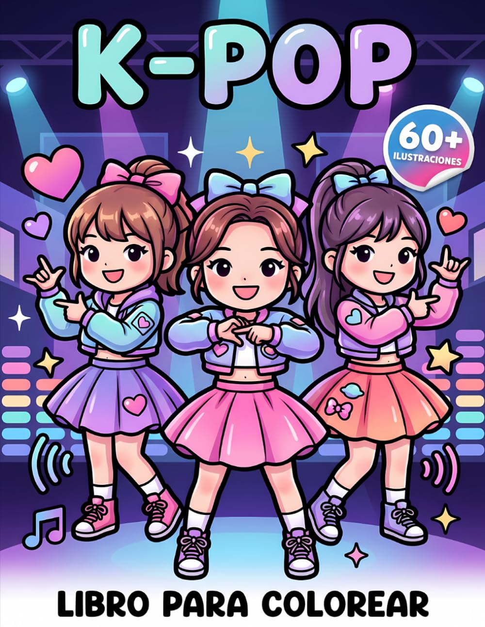 Libro para Colorear K-Pop: Personajes Lindos, Estilo Pop Moderno Y Diseños Fáciles Con Toques De Moda Escénica