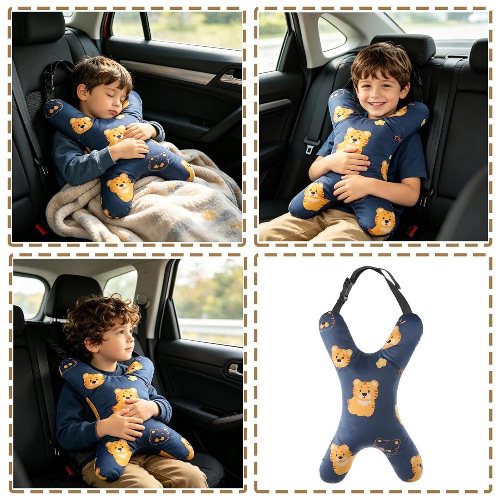 Cojines de apoyo para coche para niños en forma de H para el descanso del