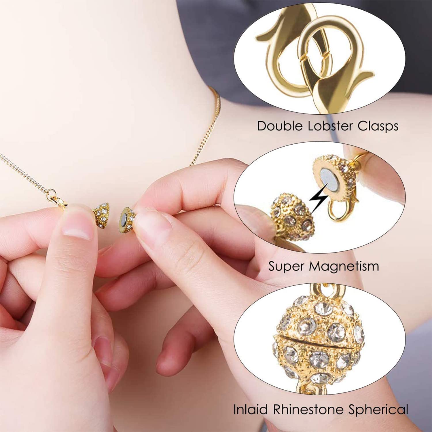 Connecteurs De Fermoir Magnétique Cylindrique De Couleur Argent Plaqué Or Pour La Fabrication De Bijoux, Crochets De Connexion De Fermeture De Collier Et De Bracelet