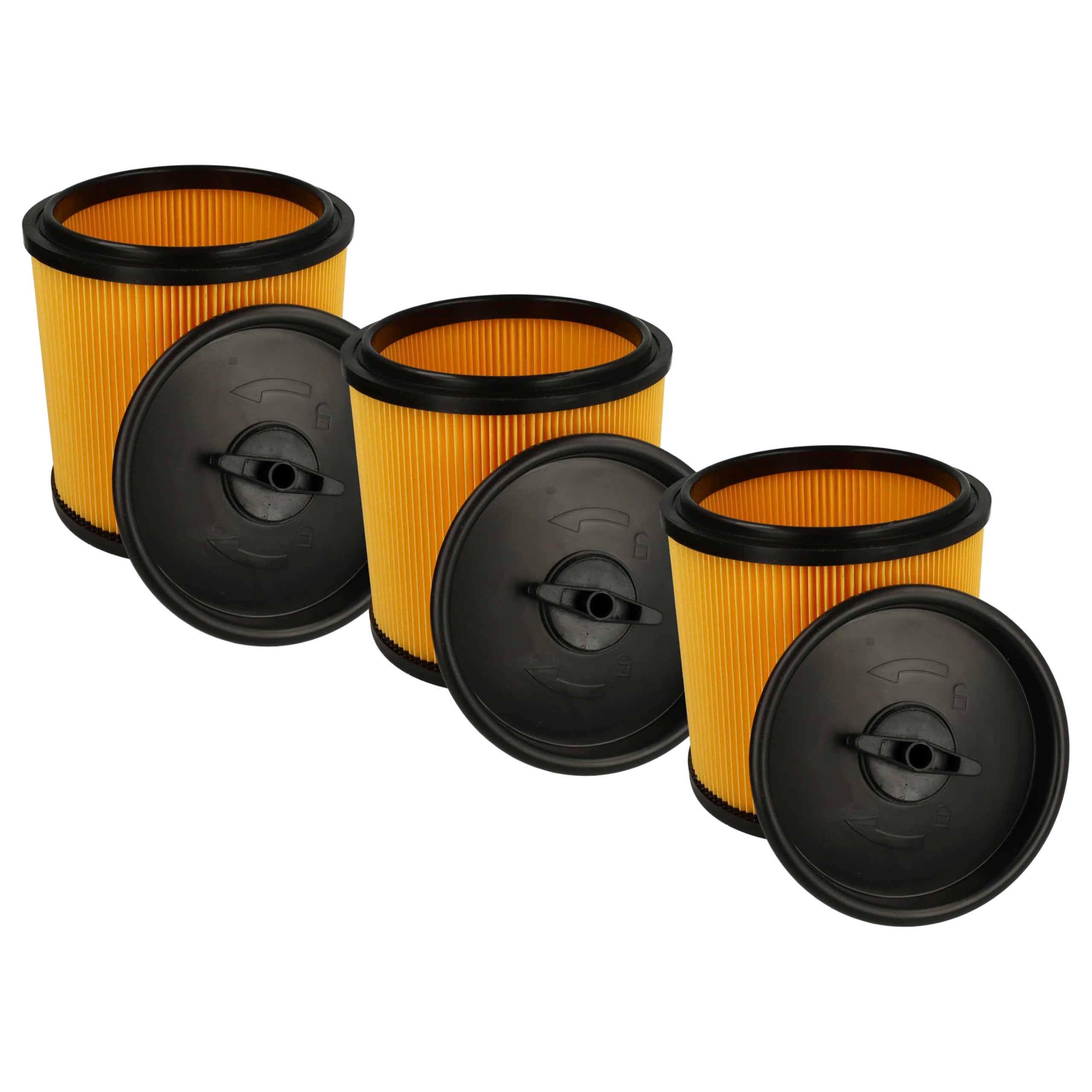 vhbw 3x filtro a pieghe piatte compatibile con Parkside PNTS 30/4, 30/6, 30/9, 30/7, 91099009, 30/8, 91092030 aspiratore - nero/giallo