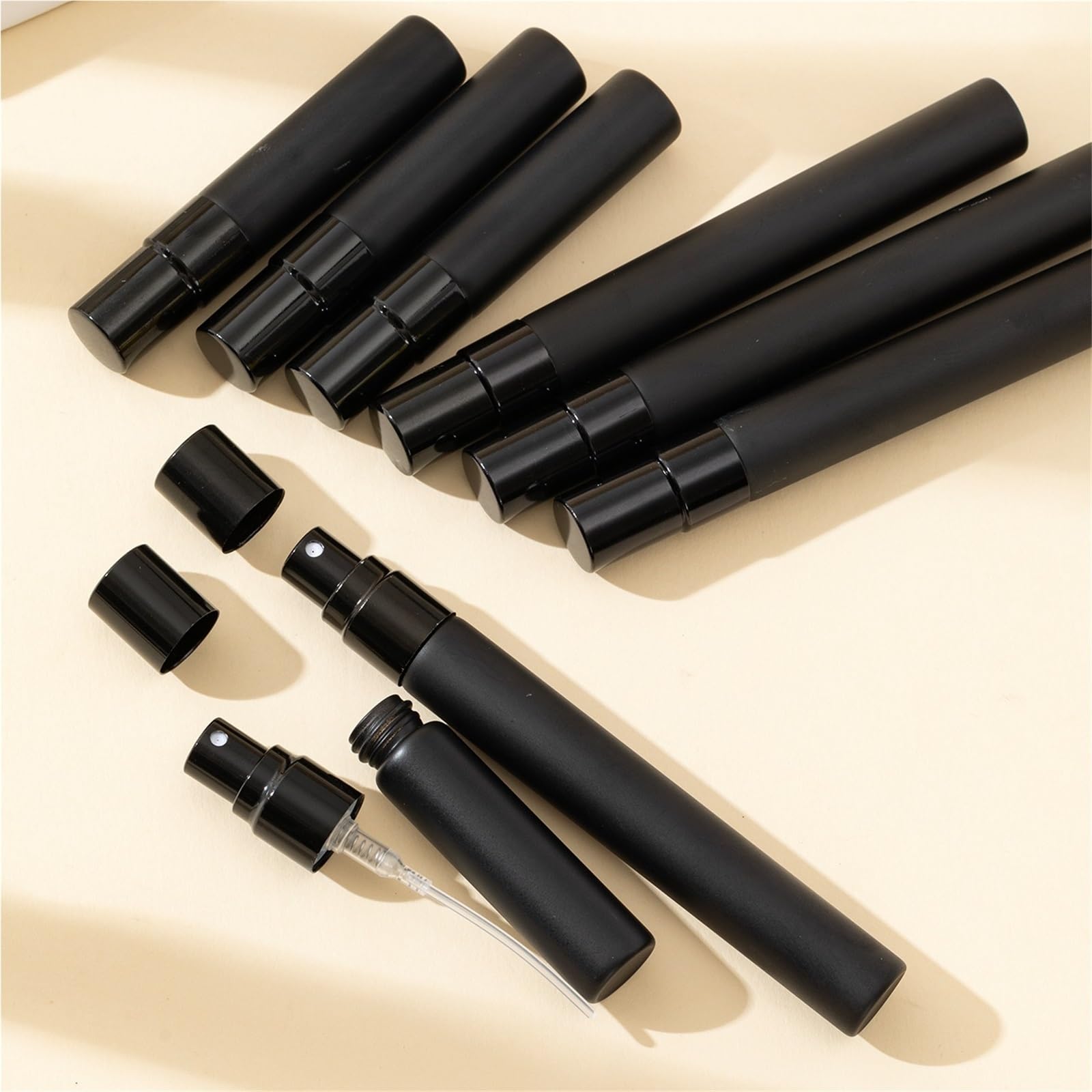 50/pezzo 5ml 10ml flacone di profumo in vetro nero spray ricaricabile da viaggio essenziale idratazione e potenziatore fragranza Per Viaggiare,Festa,Vita Quotidiana