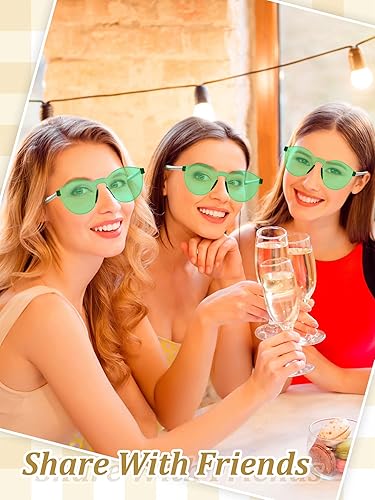 Miniatura 6 de Hoteam 24 pares de lentes de sol redondos sin montura a granel tintados para fiesta, lentes transparentes de color caramelo para mujeres y hombres