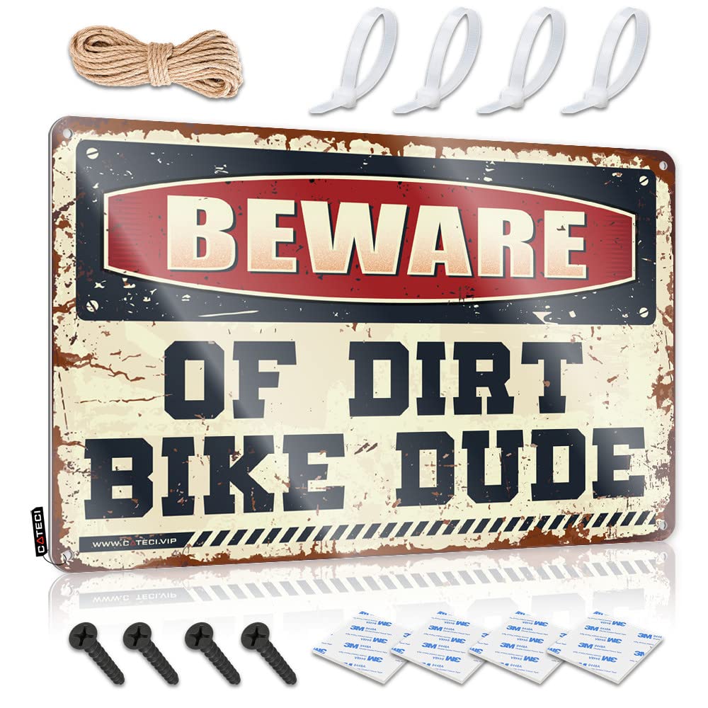 Funny Vintage Signs Beware Of Dirt Bike Dude Tin Sign Beer Signs Metal Vintage Tin Sign Funny
