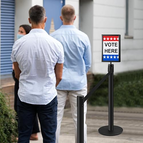 Miniatura 5 de Puntales con cinturones retráctiles, barreras de control de multitudes, cuerdas y postes con soporte de poste superior, soporte de marco divisores