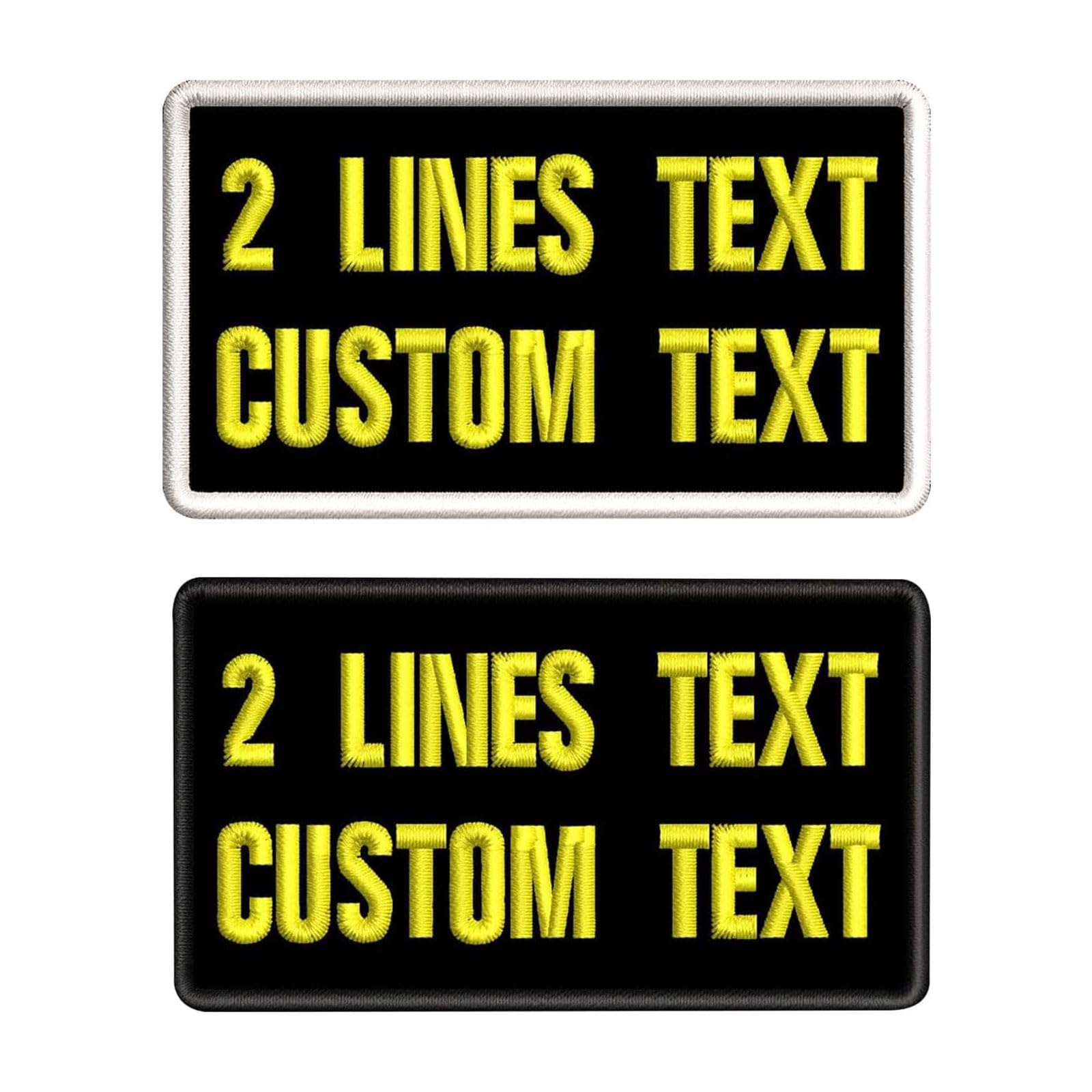 Customized Name Patch, 2PCS Personalized Tactical Morale Patch, Embroidered Name/Number Badge Tags for Backpack Vest Uniforms, Iron-on/Hook Patches (2 Lines)
