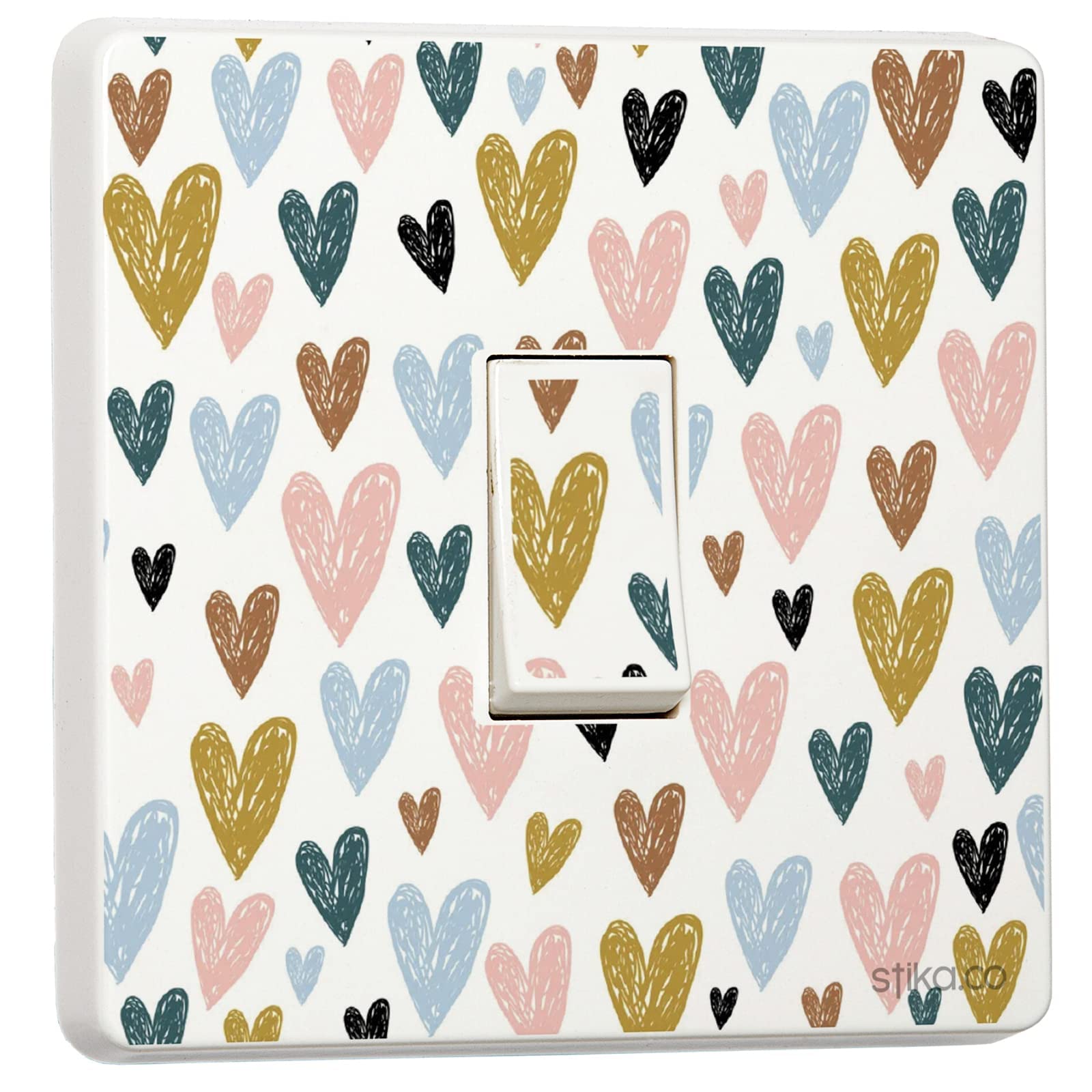 Stika.co Multicolor With Hearts Pack Of 2 Hearts Print Light Light Switch Sticker Vinyl Cover Skin, Home Decor, Quick Dyi Improvements
