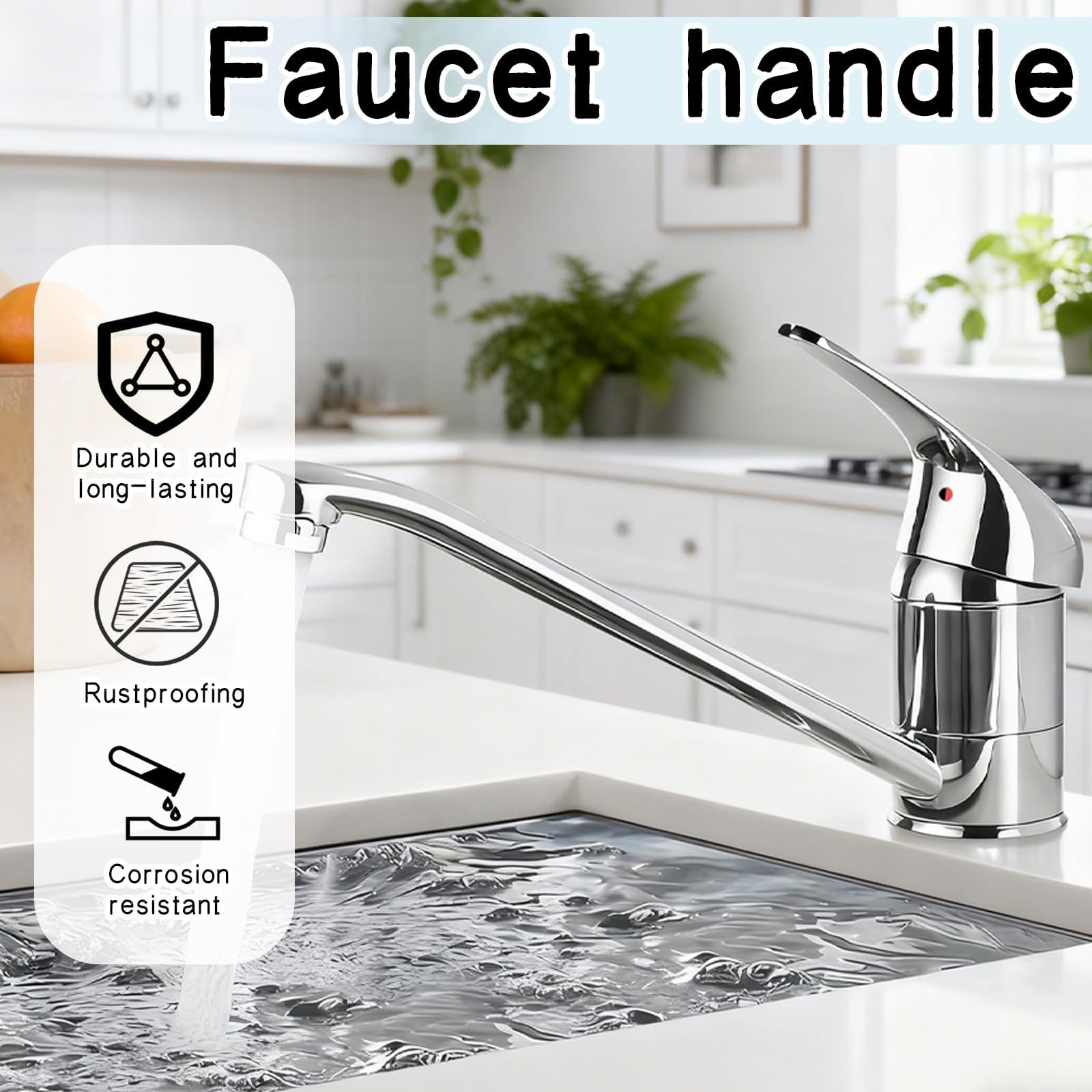 Maniglia per Rubinetti con Pulsante di Colore Caldo Freddo 40 mm, Compatibile con Sistemi di Acqua Calda e Fredda, in Lega di Zinco, per Cucina e Bagno, Design Elegante - Argento