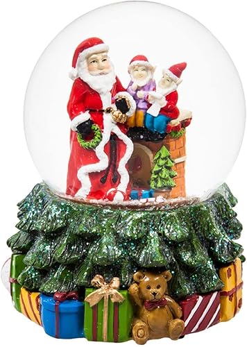 Miniatura 9 de DUSVALLY Globo de nieve de Navidad con música, decoraciones navideñas para el hogar, globo de agua de vidrio giratorio con purpurina con Papá Noel,