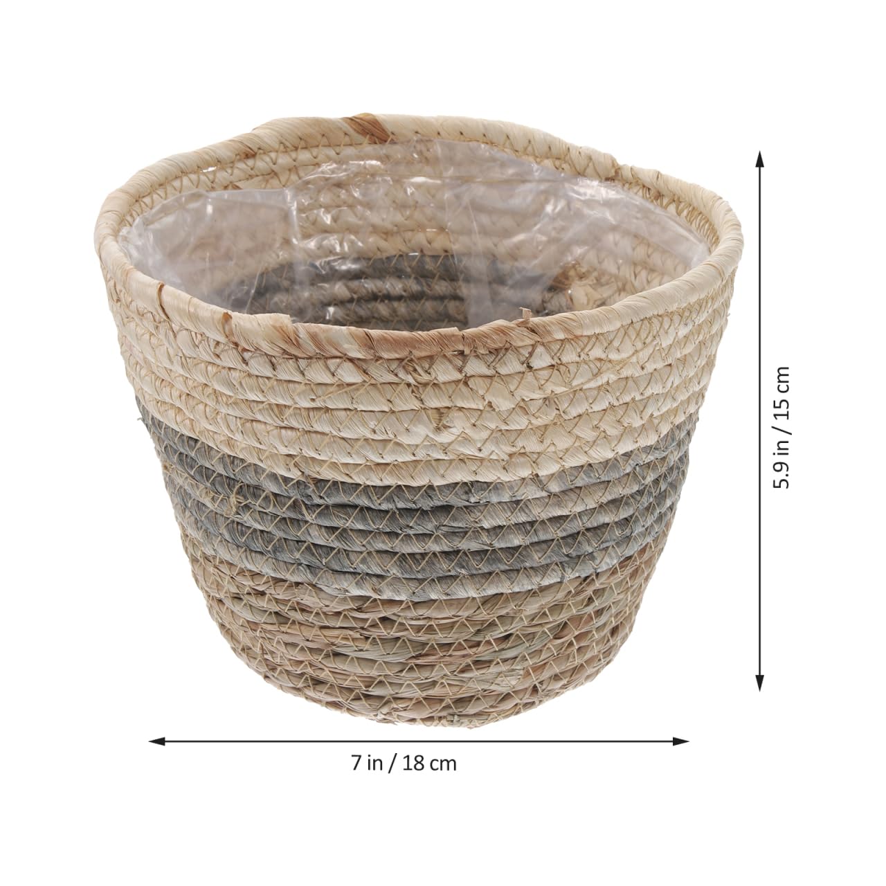 Healeved 2 x Blumenkorb, 25,4 cm, Rattan-Aufbewahrungskorb, große Blumenarrangement-Behälter, Stroh, Blumentopf, Sukkulenten, Pflanzkörbe für den Schreibtisch, rund, Braut-Topf, Abdeckung, Gras