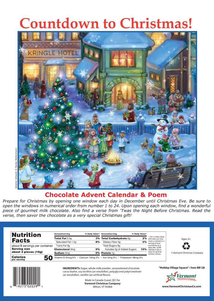 Amazon.com: Holiday Village Square Chocolate Advent Calendar (Countdown to  Christmas Calendar) : Grocery & Gourmet Food