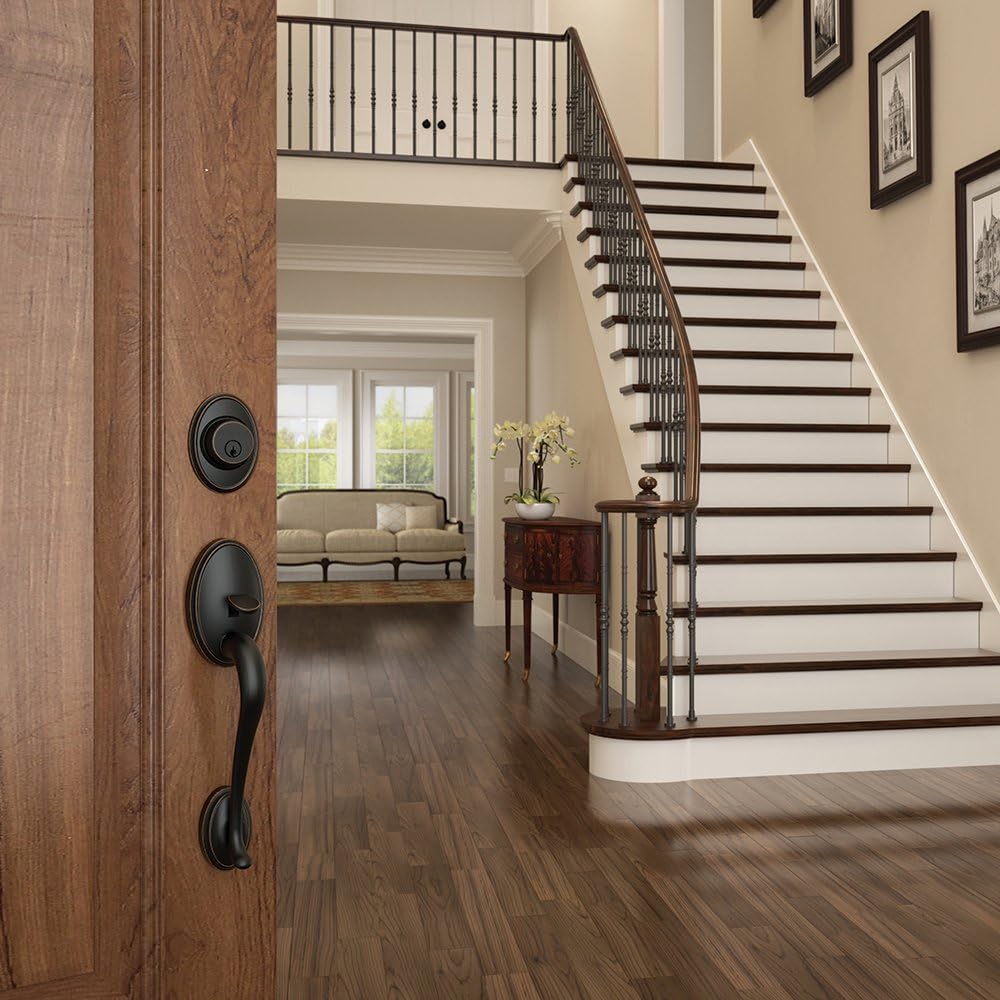 Flash Sale Buy 1 get 1 Schlage Wakefield Single Cylinder Handleset and Andover Knob, Aged Bronze (F60 WKF 716 AND)