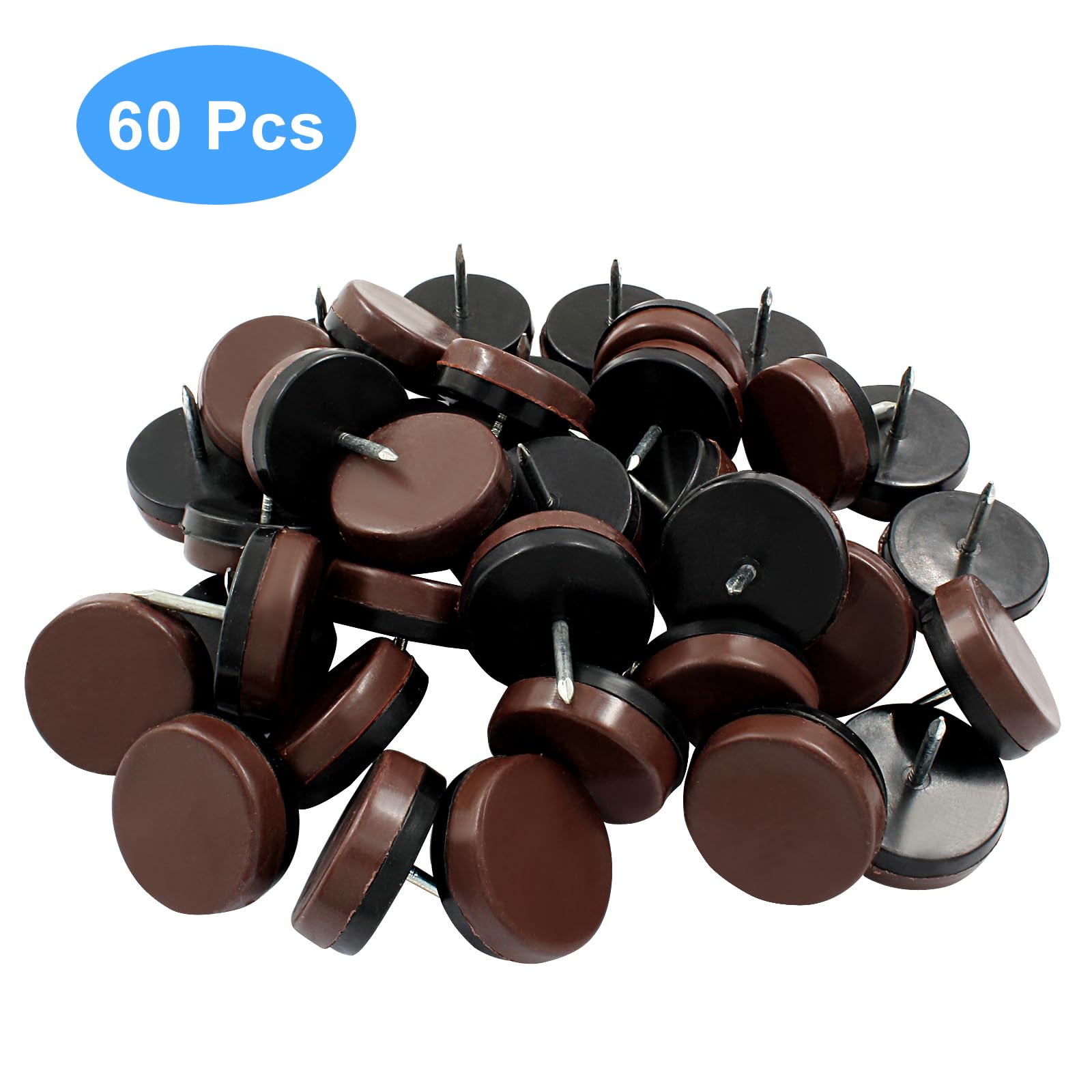 Jiozermi 60 piedini resistenti per mobili da 30 mm, in nylon, per sedie e sedie, protezioni per pavimenti per sedie, mobili, piedini per sedie, cuscinetti per mobili (marrone)
