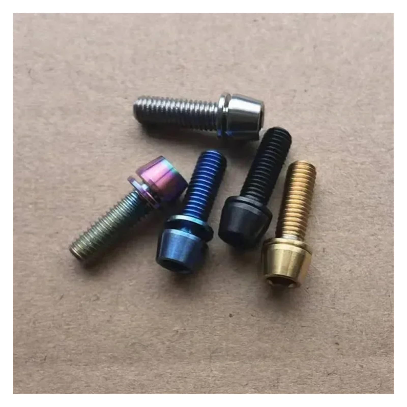 2-6 szt. śrub tytanowych M5 M6X16/18/20/25 z łbem stożkowym i podkładką uszczelniającą do mostka rowerowego(Rainbow,6pcs,M6X25mm)