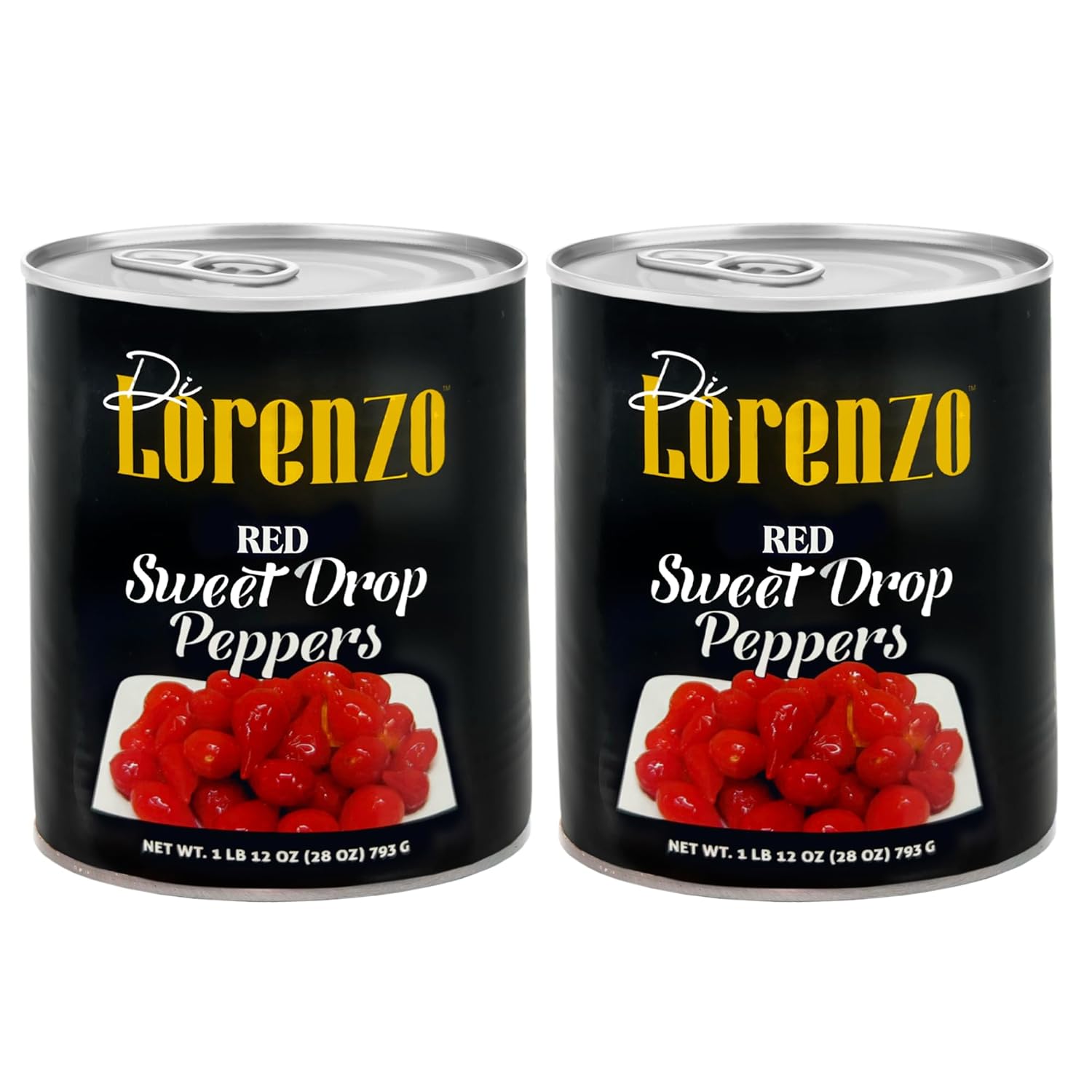 Di Lorenzo Sweet Drop Peppers – 28 oz Can – Gourmet Peruvian Peppers, Sweet & Tangy Flavor, Perfect for Salads, Tapas & Charcuterie Boards – Product of Peru (Pack of 2, Red)