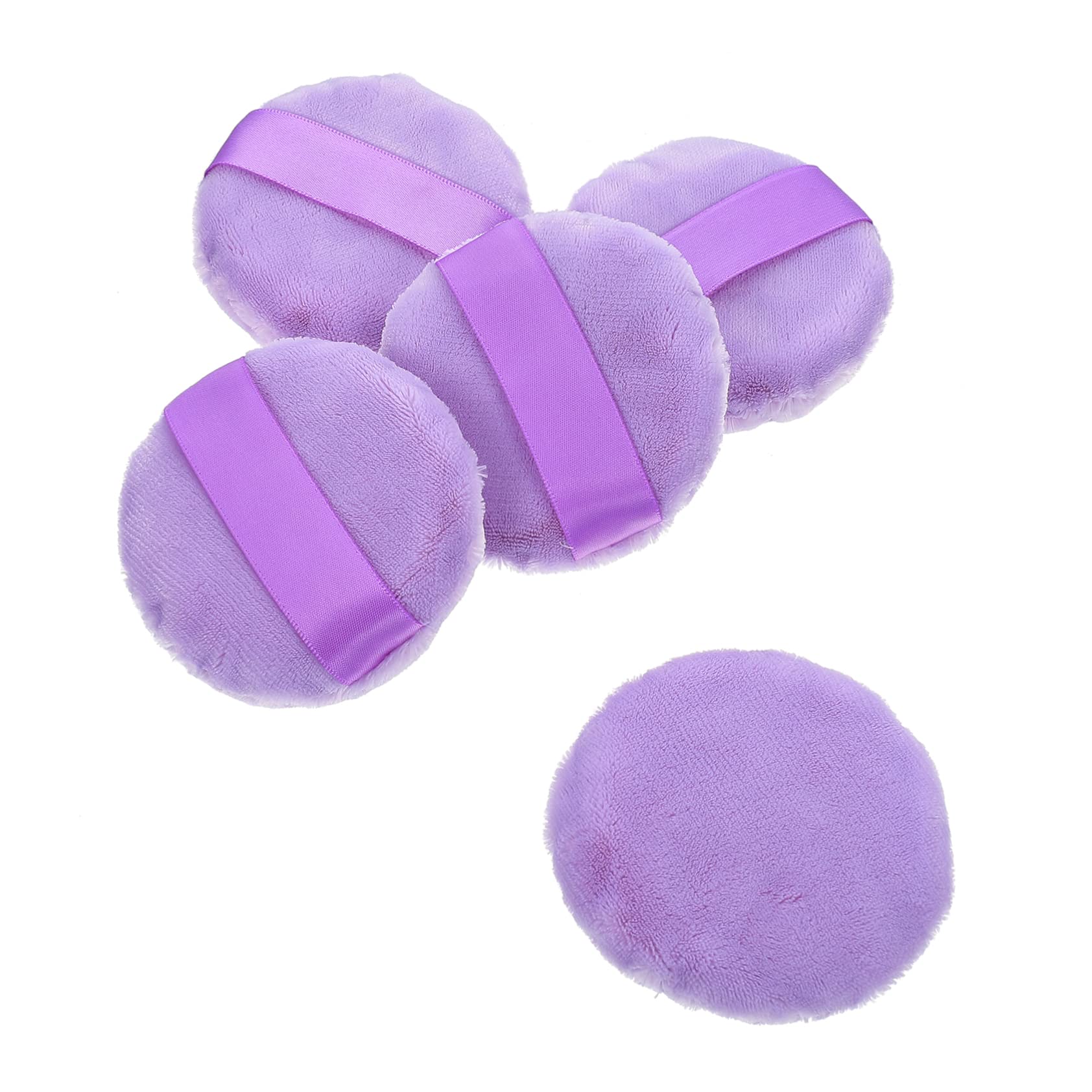 Healeved Purple Makeup Powder Puff Set 5pcs Fluffy Sponges Dry Makeup Tools Comfortable for All
