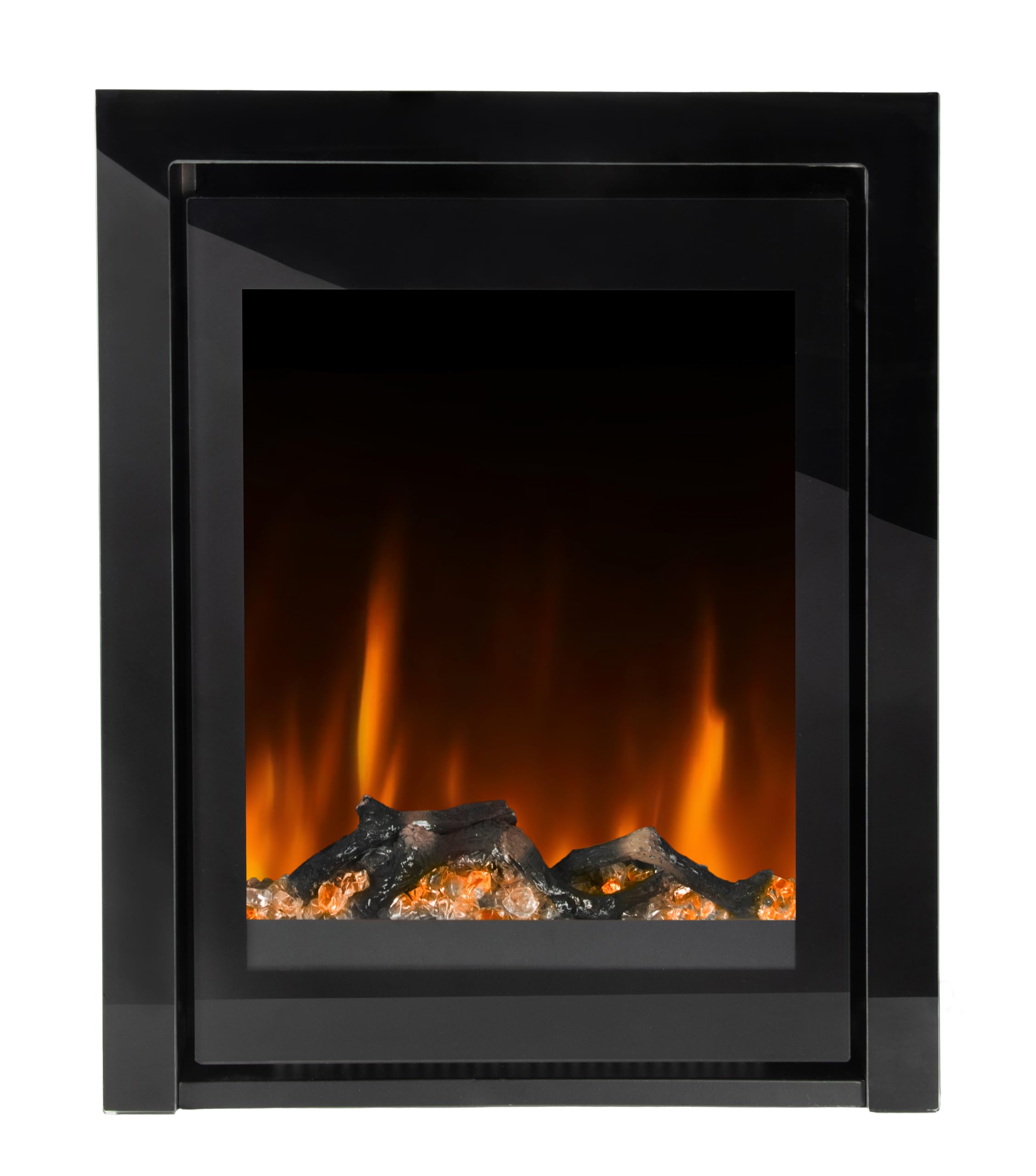 Ezee Glow Black Pulse Inset Electric Fire - Suits Standard 16" & 22" Openings| Inset, Recessed Electric Fireplace Heater | 2 Heat Settings, 7-Day Timer & Remote Control | Glass