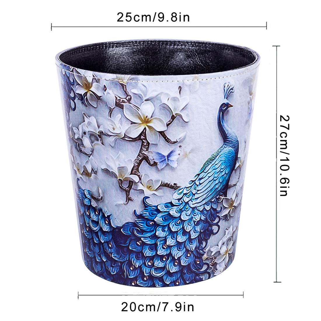 10L/2.64 Gallon PU Leather Trash Can Decorative Waterproof Wastebasket Paper Basket Garbage Bin for Home Office Bathroom