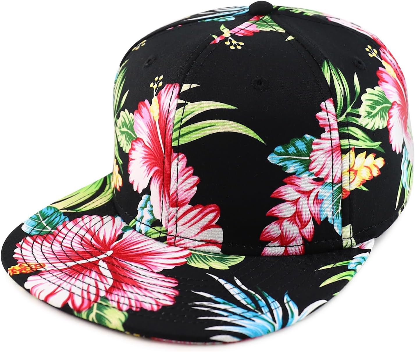 Armycrew Hawaiian Tropical Floral Pattern Square Flat Bill Snapback Cap