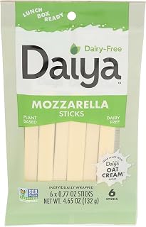 Daiya Dairy-Free Mozzarella Style Vegan Cheese Sticks - Gluten-Free, Allergy-Friendly Plant-Based Snacks (6 Pack)