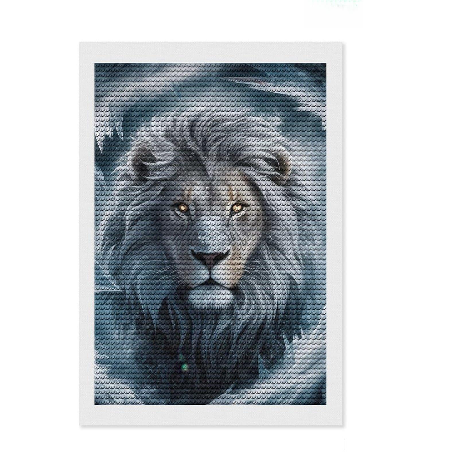 Junmoney Ice Age Lion Diamond Painting Set 8"x12", Relaxing DIY Hobby, Farmhouse Decor, for Creative Relaxation, Birthday Gift