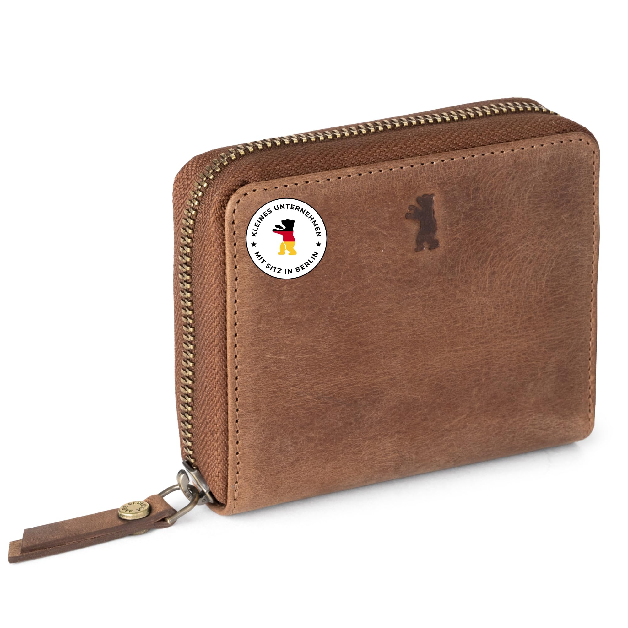 Berliner Bags Vintage Geldbörse Palermo, Kleines Portemonnaie Damen, Geldbeutel aus Leder, mit TÜV-geprüftem RFID-Schutz, inkl. Geschenk-Box, für Damen – Braun