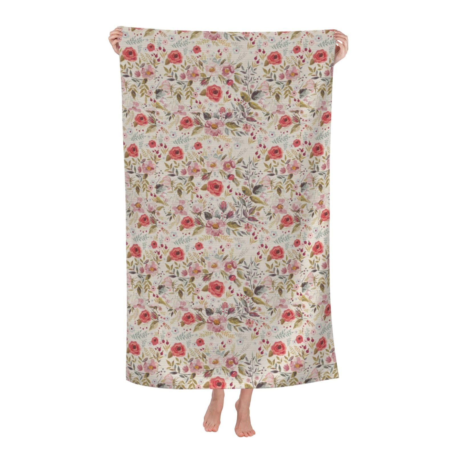 Cbaaghh Flower Leaf Print Adult Beach Towels,Beach & Pool Towel,Beach Towels,Towels For Camping
