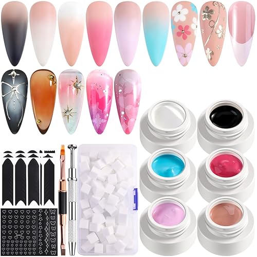 Ombre Gel Nail Polish Kit, 6PCS Colorful Painting Nail Gel