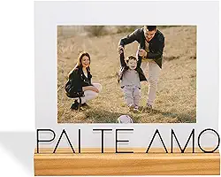 Porta Retrato 13X18cm Pai Te Amo, Moldura Decorativa em Metal e Madeira - GEGUTON