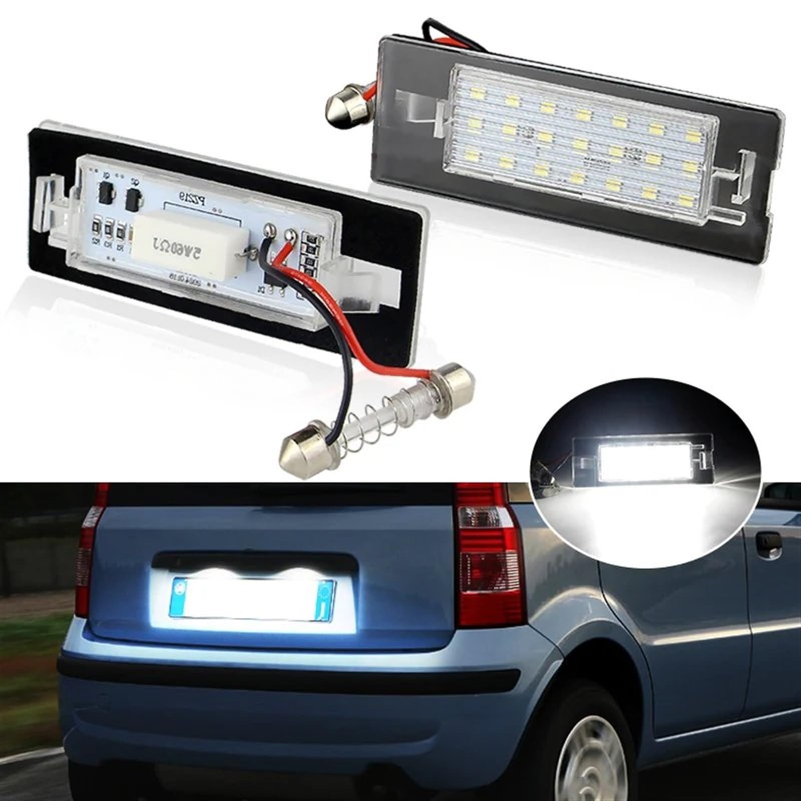 Kit Luci Targa Led Per Volvo 850 V70 XC70 OEM 9152437 12V 3W Canbus Bianco No Errore