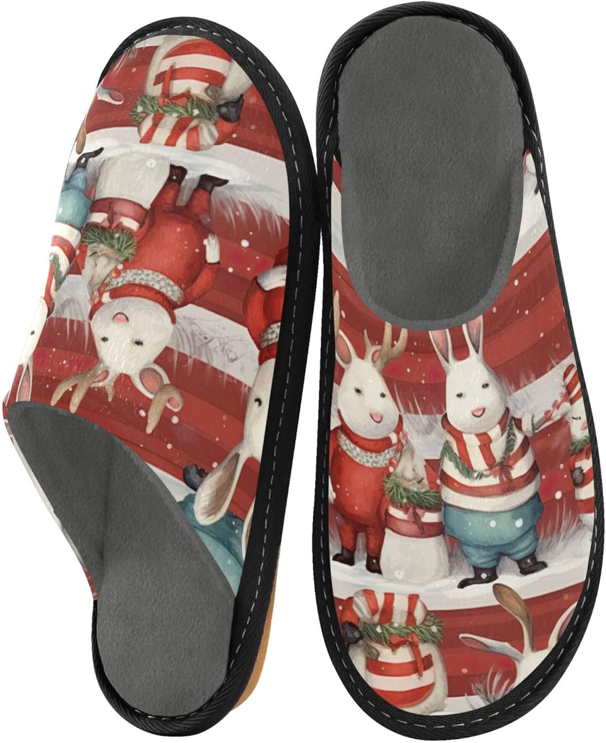 Christmas Xmas Snowman House Slippers – Cozy Fuzzy Slippers for Guests, Washable & Disposable, Perfect for Shoeless Home, Spa & Hotel Use A110505