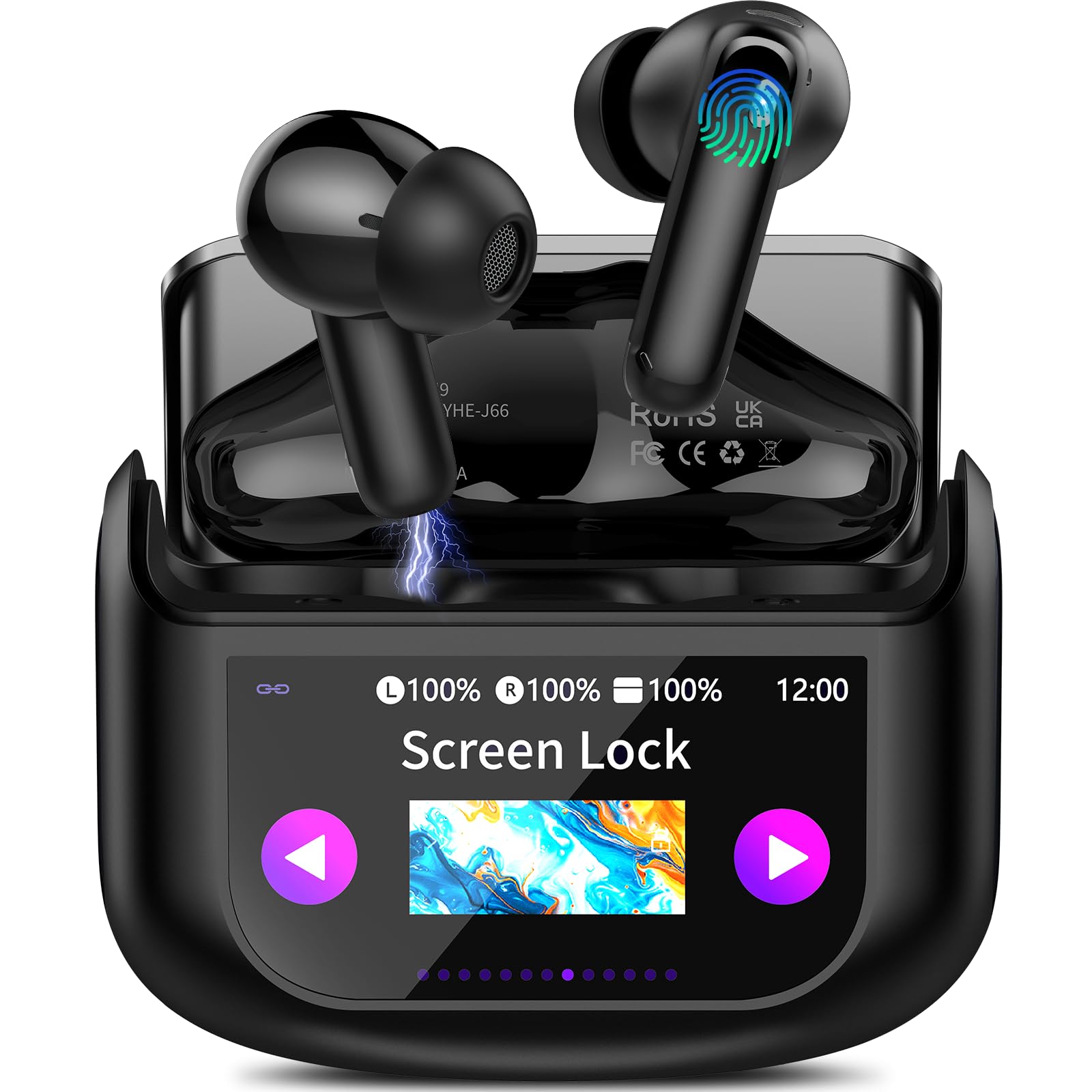 Auriculares Traductor en Tiempo Real 164 Idiomas Traductor Instantaneo de Voz, Cancelación de Ruido ANC/ENC, 7 Modos Traducción, Pantalla Táctil LED, 48 Horas, Cascos Traductores (Negro azabache)