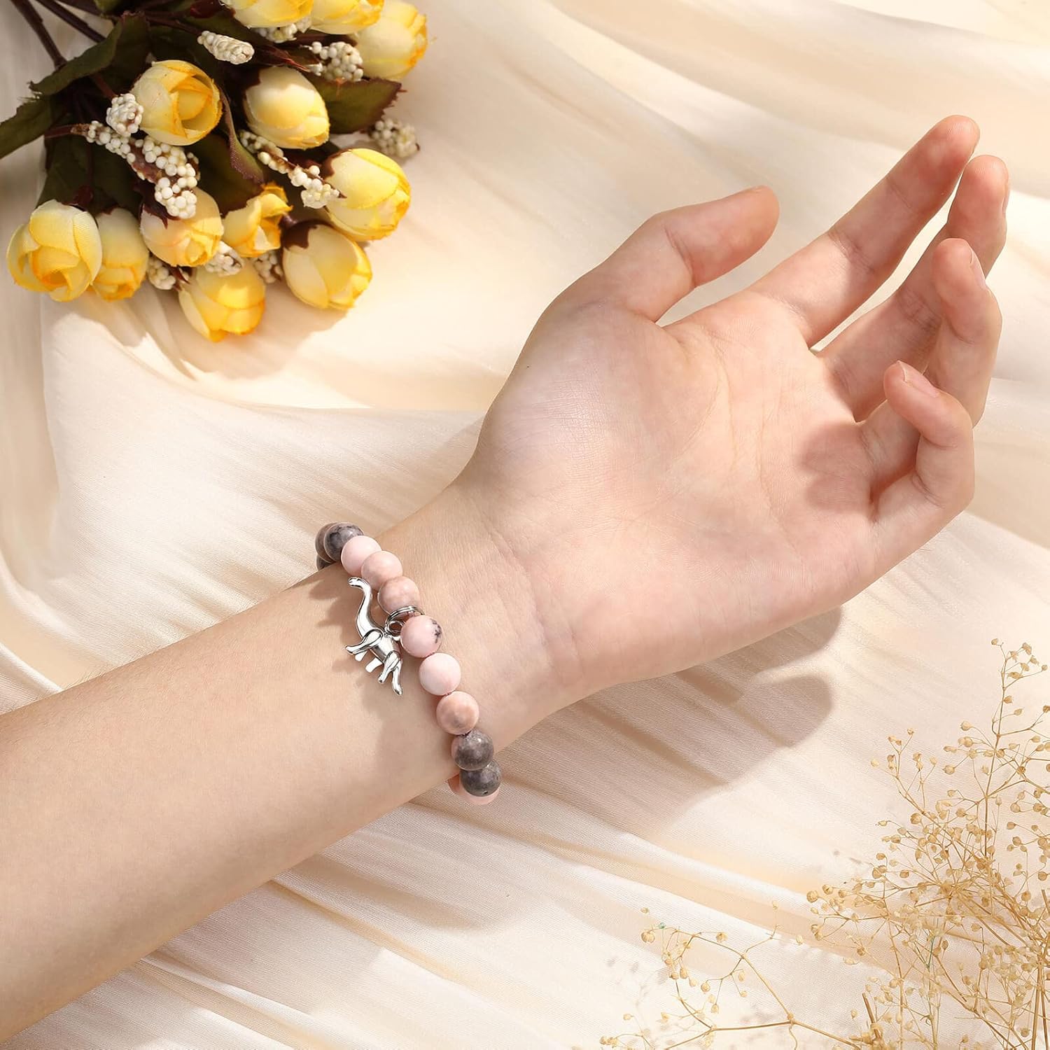 MIXJOY Pink Natural Stone Braided Bead Bracelet for Teen Granddaughter Daughter Niece, Jewelry Gifts for Birthday Cute Stuff Trendy Things - Image 5