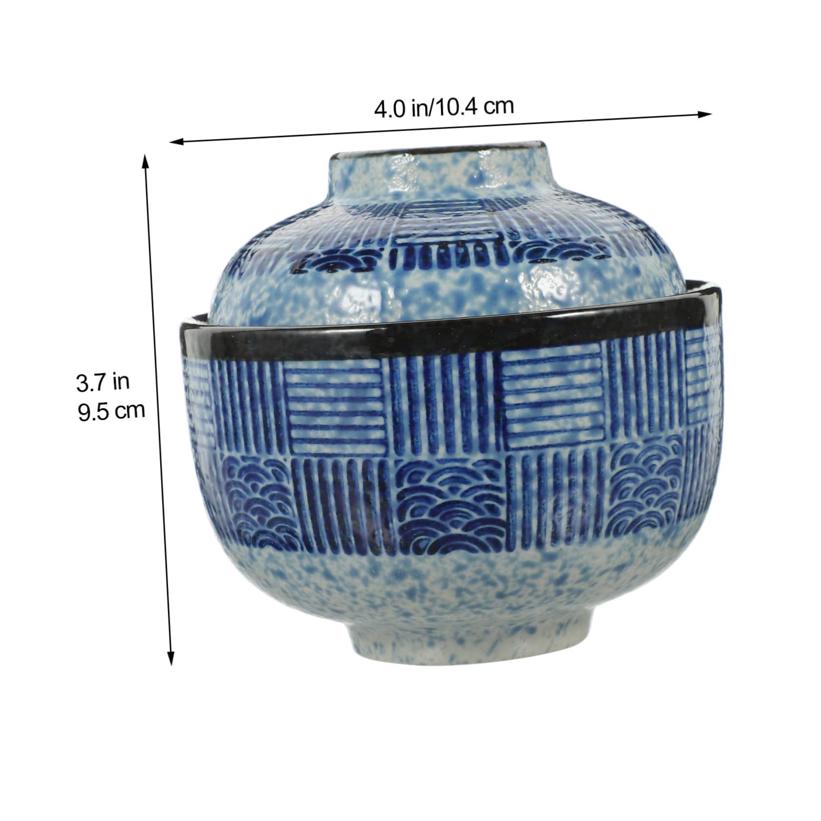 Homoyoyo Bol Cubique Japonerie en Céramique avec Couvercle, Bol à Soupe Pratique pour Garder la Nourriture Chaude, Surface Lisse, pour Soupe et Apéritifs, Set de 2 Pièces