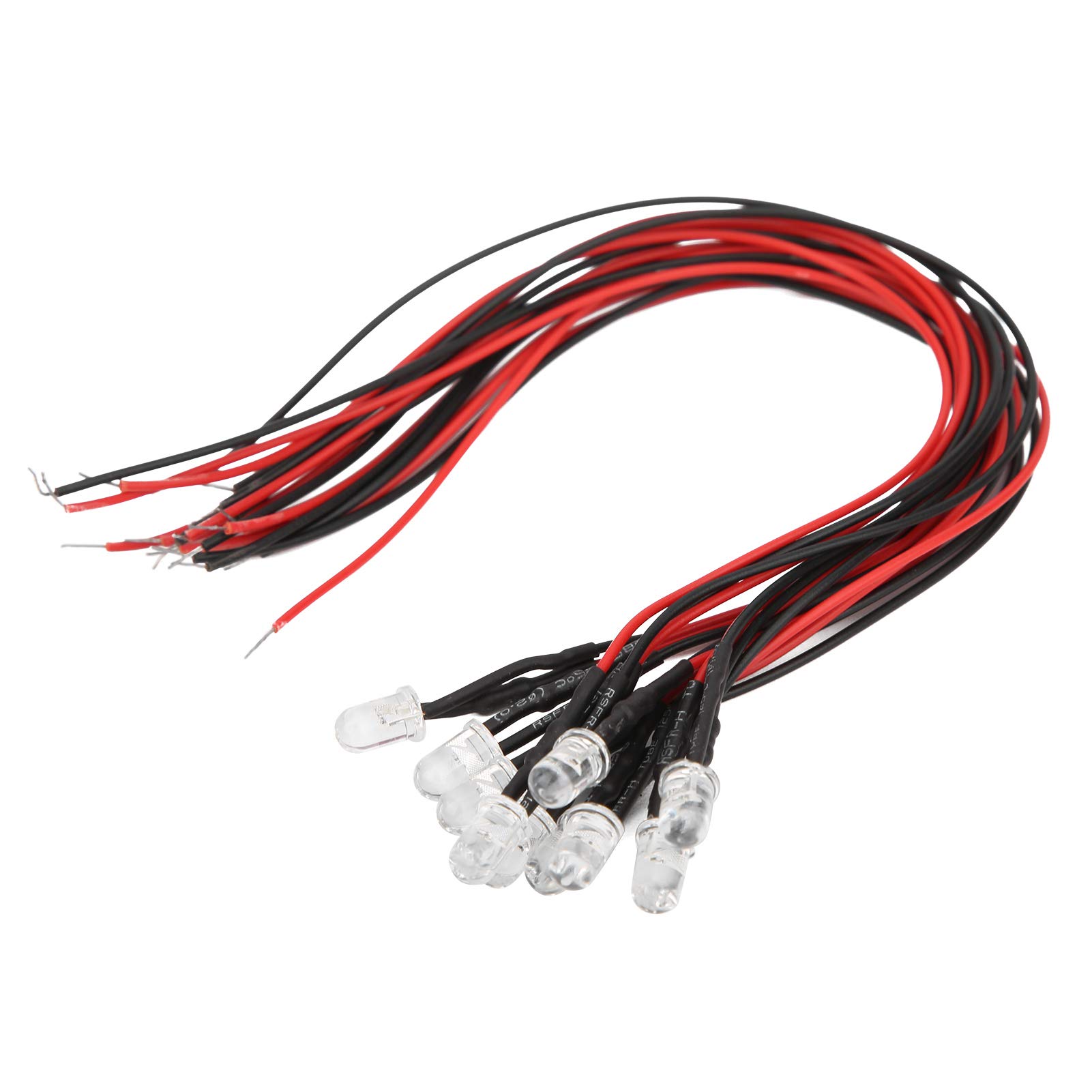 LED Round Head Diode, Diode With Wire In-Line 20cm 5mm 12V High-Brightness for Signal Light for Indicator Light(White hair purple light)