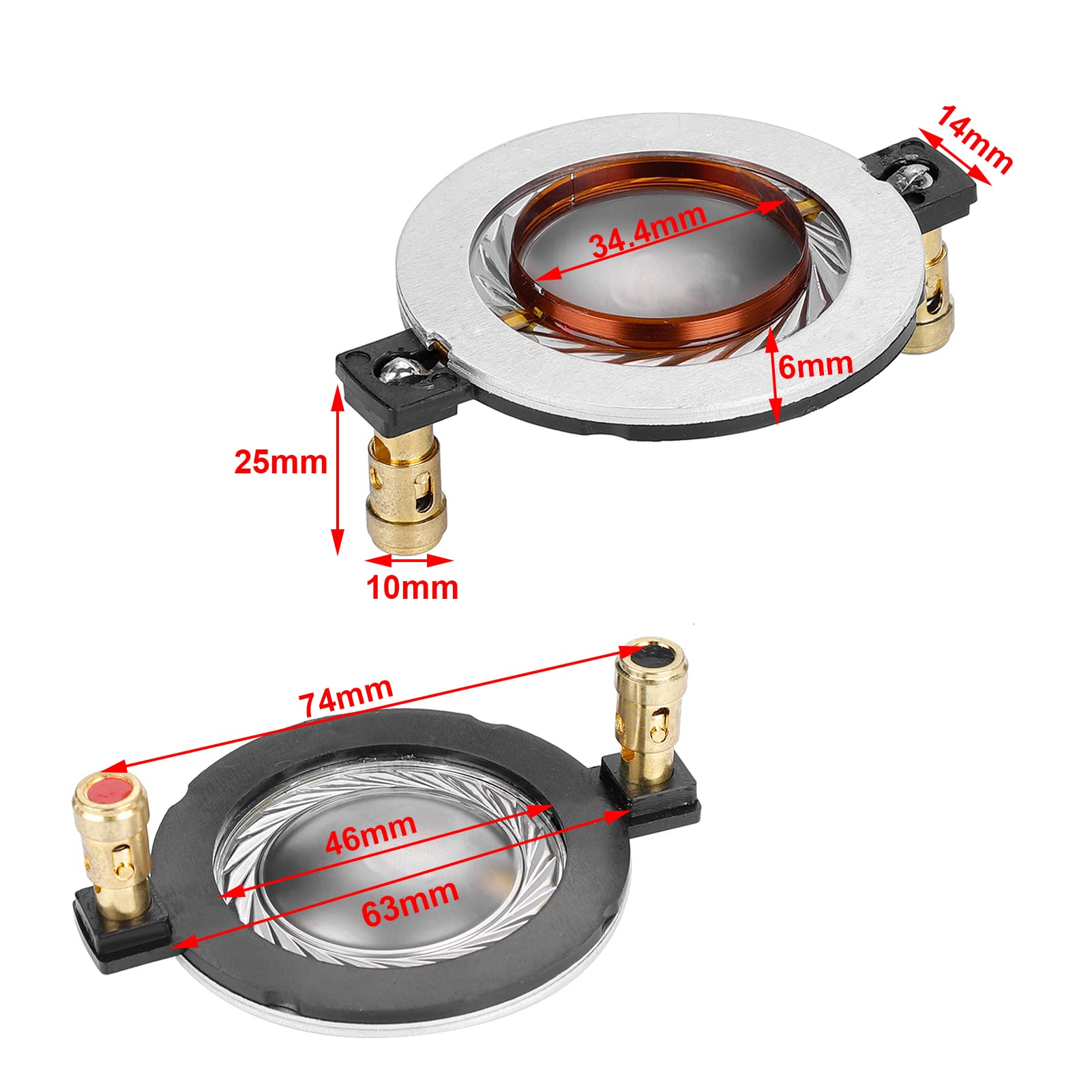 Speaker Drive Bobina Vocale Tweeter da 34,4 mm in Titanio - Super Tweeter con Pellicola Piatta 8 Ohm per Audio