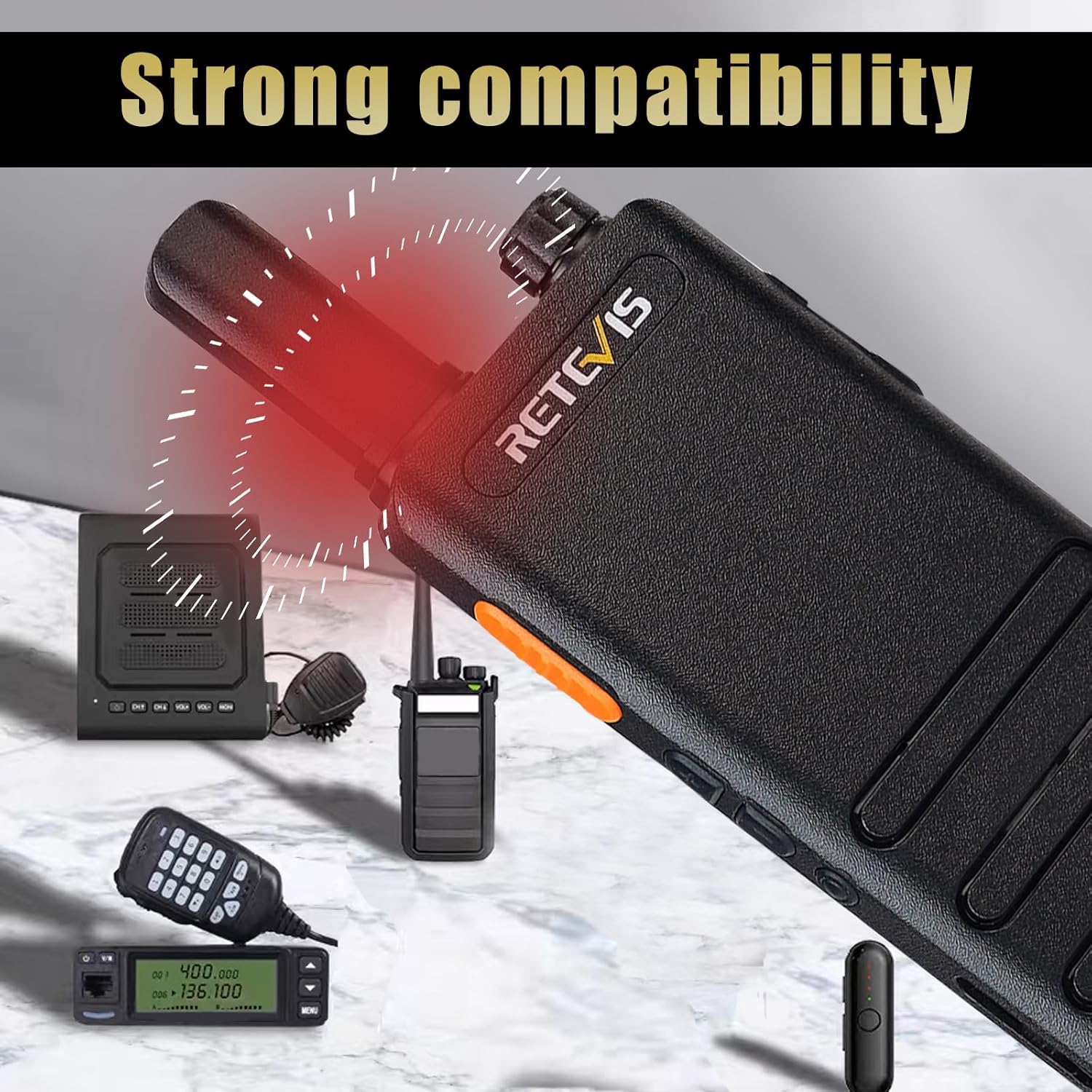 Retevis RT622P Walkie Talkies für Erwachsene, Wiederaufladbares Funkgerät mit 6-Wege-Ladegerät, 1620 mAh, 15 mm Ultradünn, VOX- PMR446 Walkie Talkie mit Ohrhörern für die Schule (6 Stück, Schwarz)