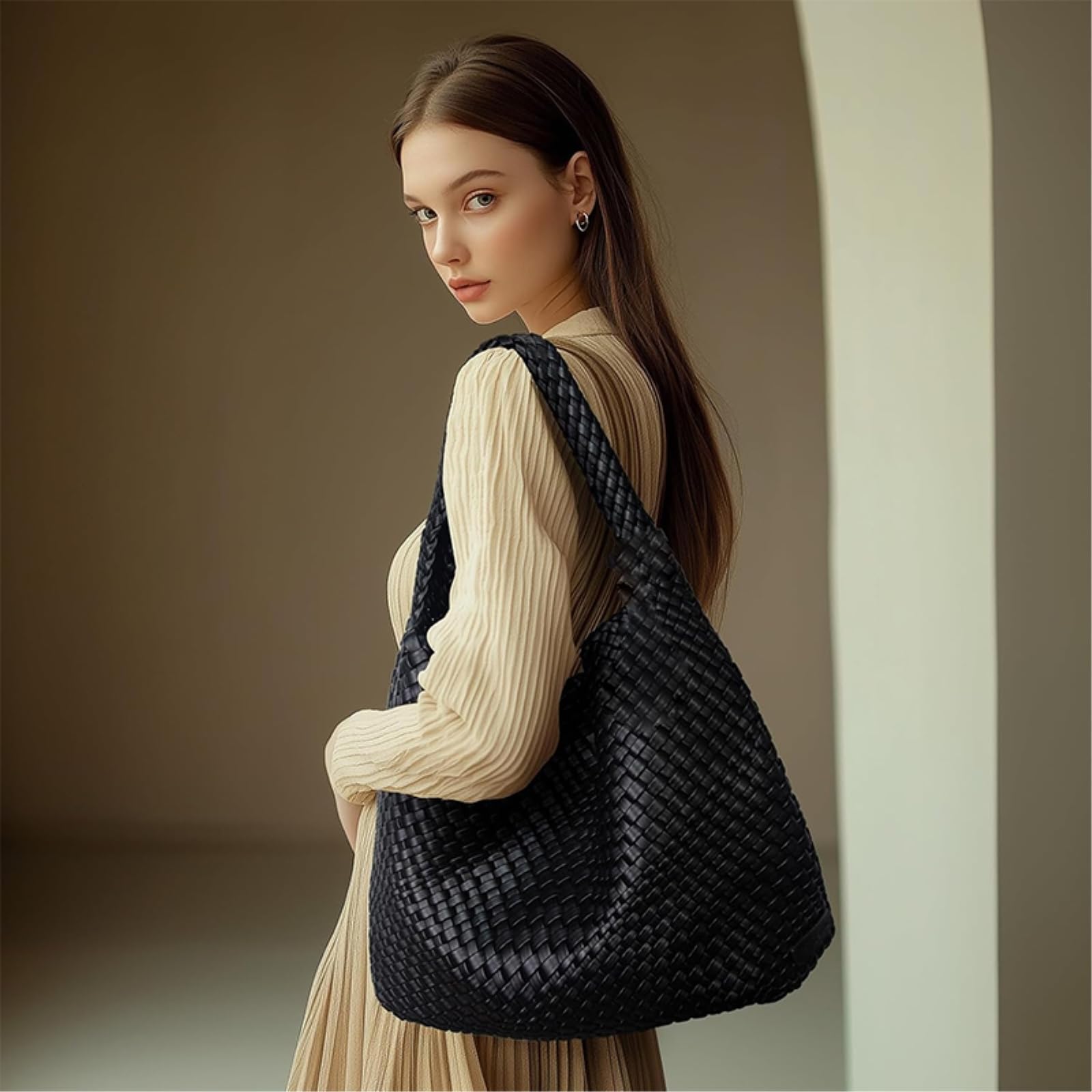 Strandtasche Frauen Große Gewebte Handtasche Weiche Leder Schultertasche Sommer Strand Reise Tote Tasche Mit Geldbeutel
