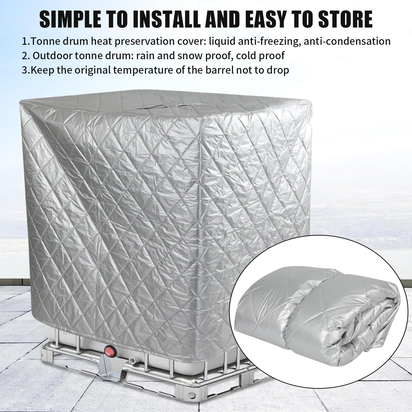 IBC - Cubierta térmica para depósitos IBC contenedores, protección contra heladas IBC, aislamiento térmico, lona para depósito de agua IBC, 120 x 100 x 116 cm (blanco)