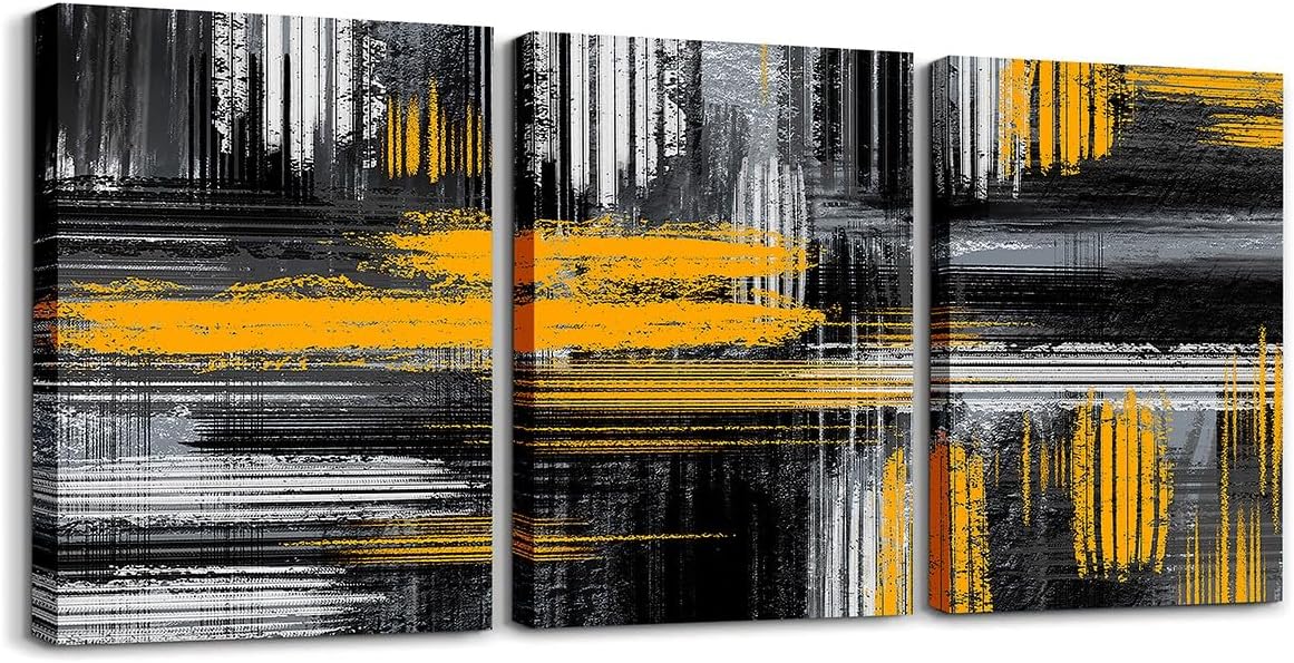 Feelyou Pink Gray Black Canvas Wall Art, Abstract Graffiti Art Canvas Wall Art for Home Decor Artistic Smear Picture Wall Decor Modern Brush Design Wall Painting