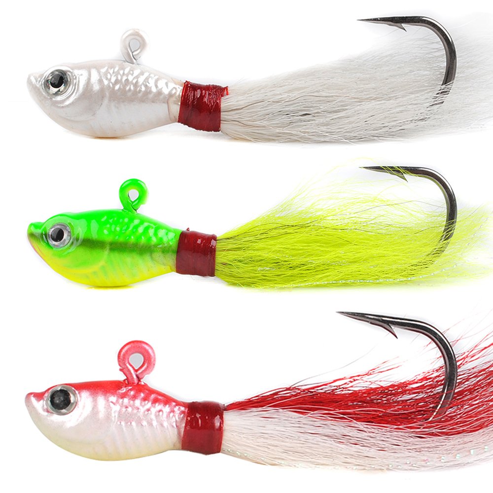 Buy Dr.Fish 3 Pack Bucktail Jig Fluke Lure Hair Jig Saltwater