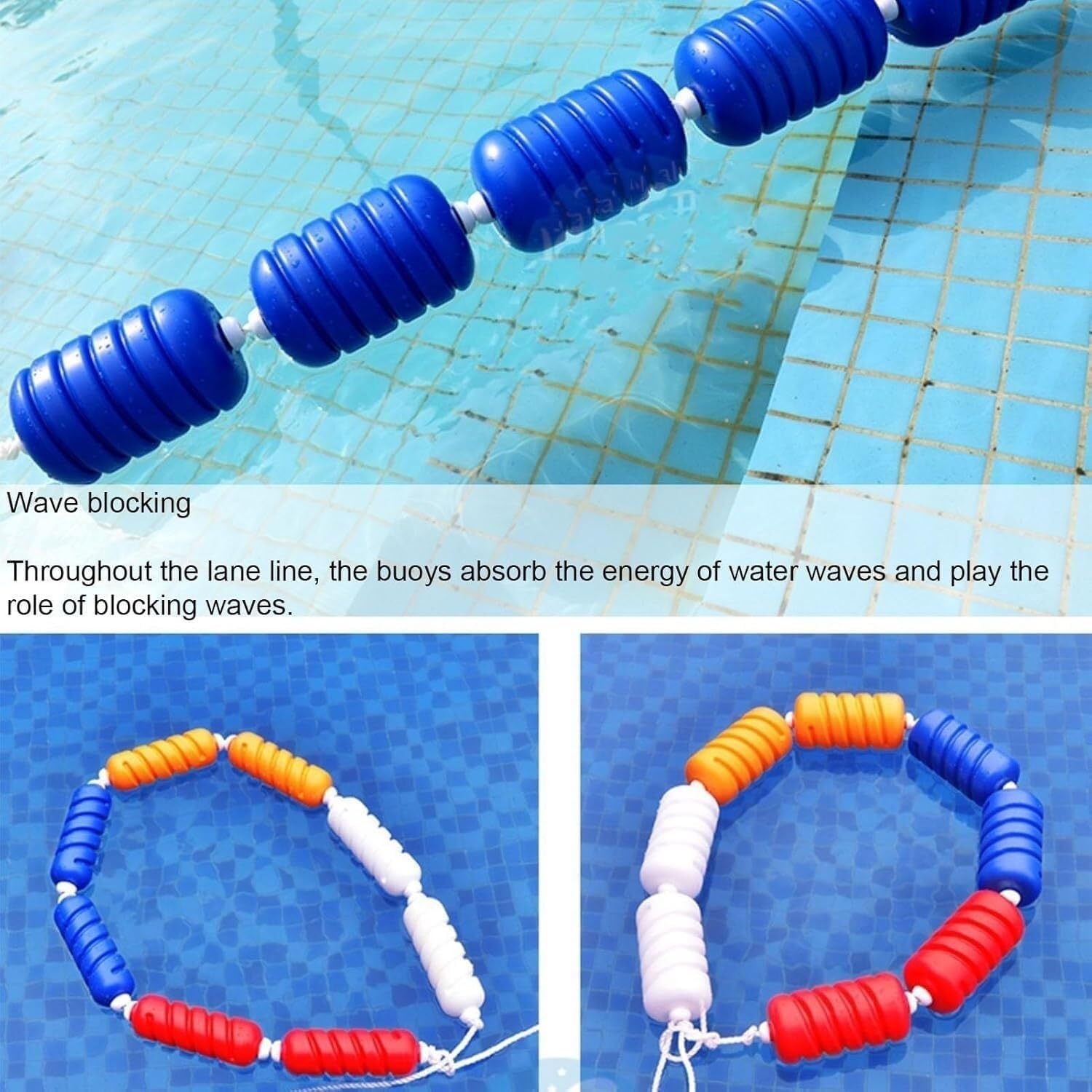 Corde de flottaison de 10 m - Accessoire de sécurité pour la plage et la piscine - Diamètre du flotteur idéal : 11 cm