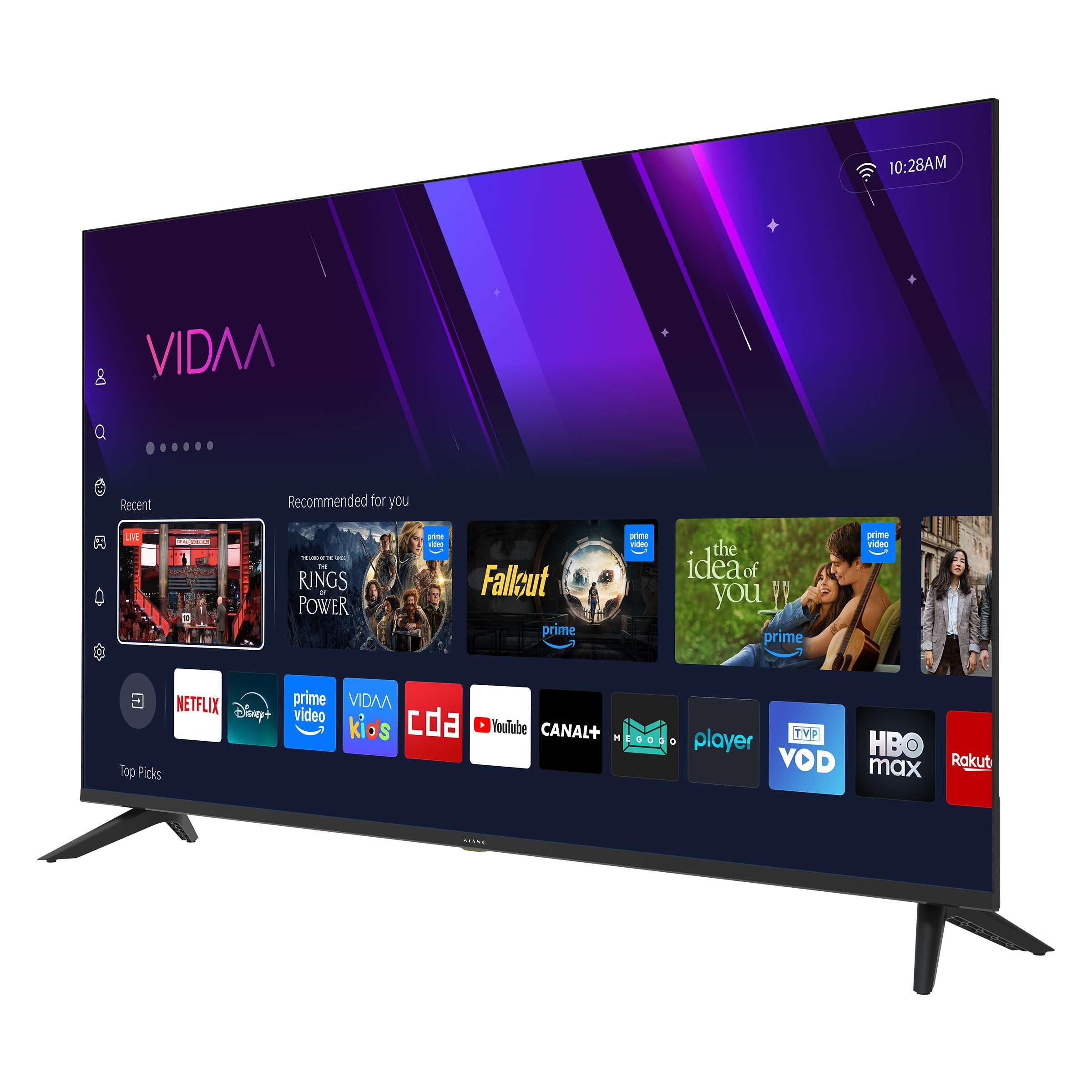 Kiano Elegance 50" Smart TV VIDAA, UHD 4K, D-LED, HDR, Dolby Digital Plus, Wi-Fi, HDMI/USB, DVB-T2/S2/C, Diseño sin Marco, Grabación PVR, 178° Ángulo de visión