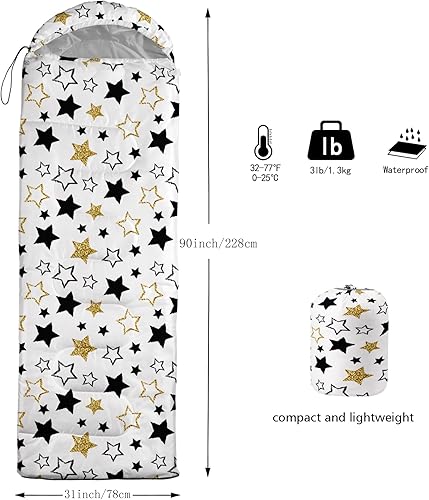 Vista 67 de Axolotl Moon Stars - Saco de dormir para niños, saco de dormir ligero y cálido para clima frío, saco de dormir portátil impermeable para camping