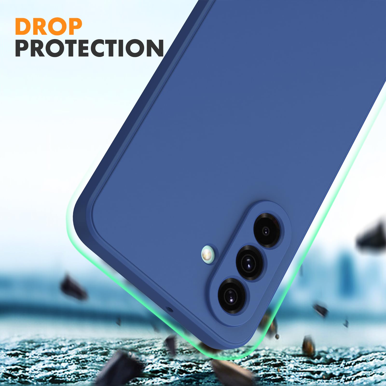 Byvuwiay Cover per Samsung Galaxy A26 5G con 2 Vetro Temperato Pellicola Protettiva, Custodia in TPU Ultra Sottile Antiurto Anti-Scratch Case, Blu