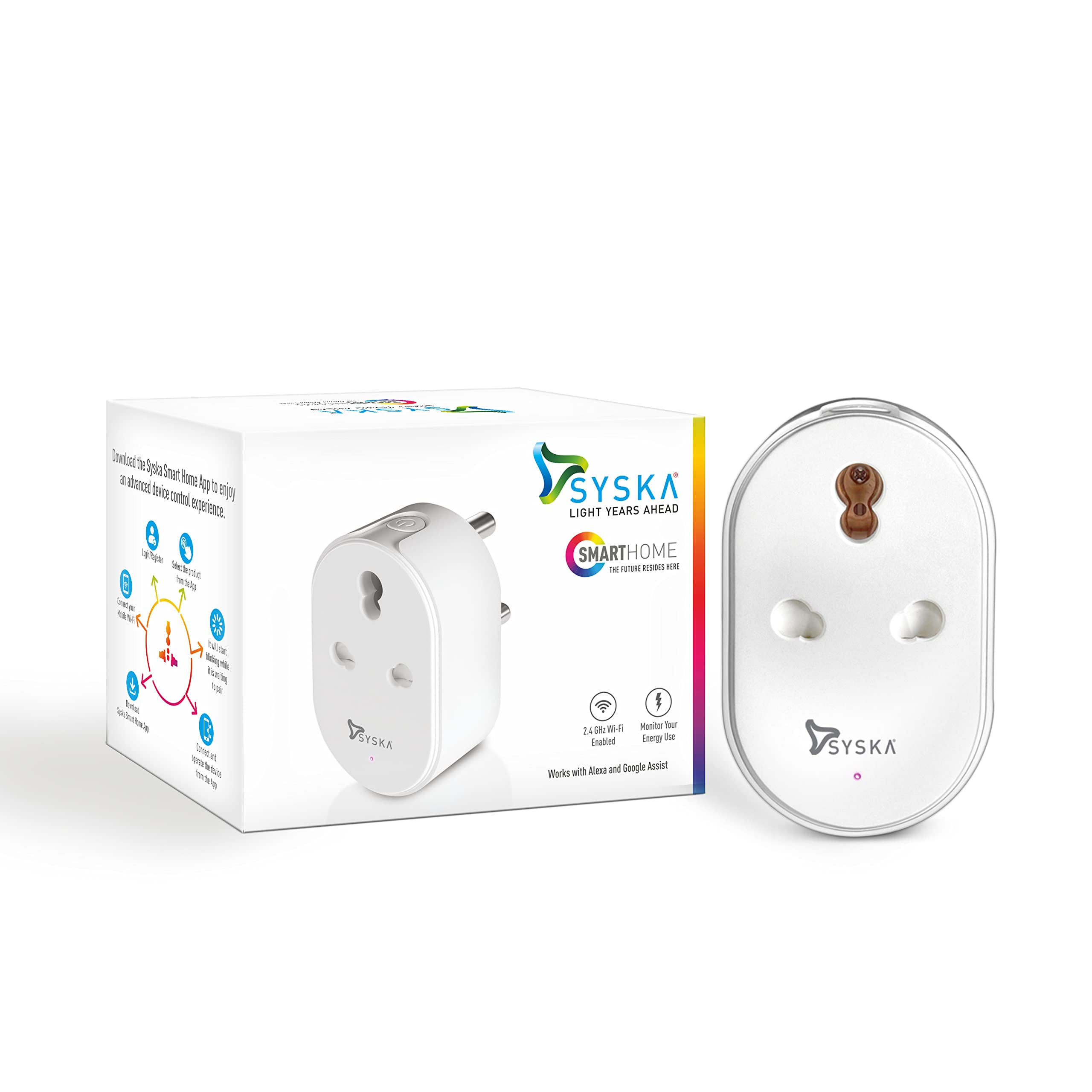 SYSKAABS 16A Mwp-003 Smart Wi-Fi Plug With Power Meter 16Amp Works Alexa And Google Assistant, White
