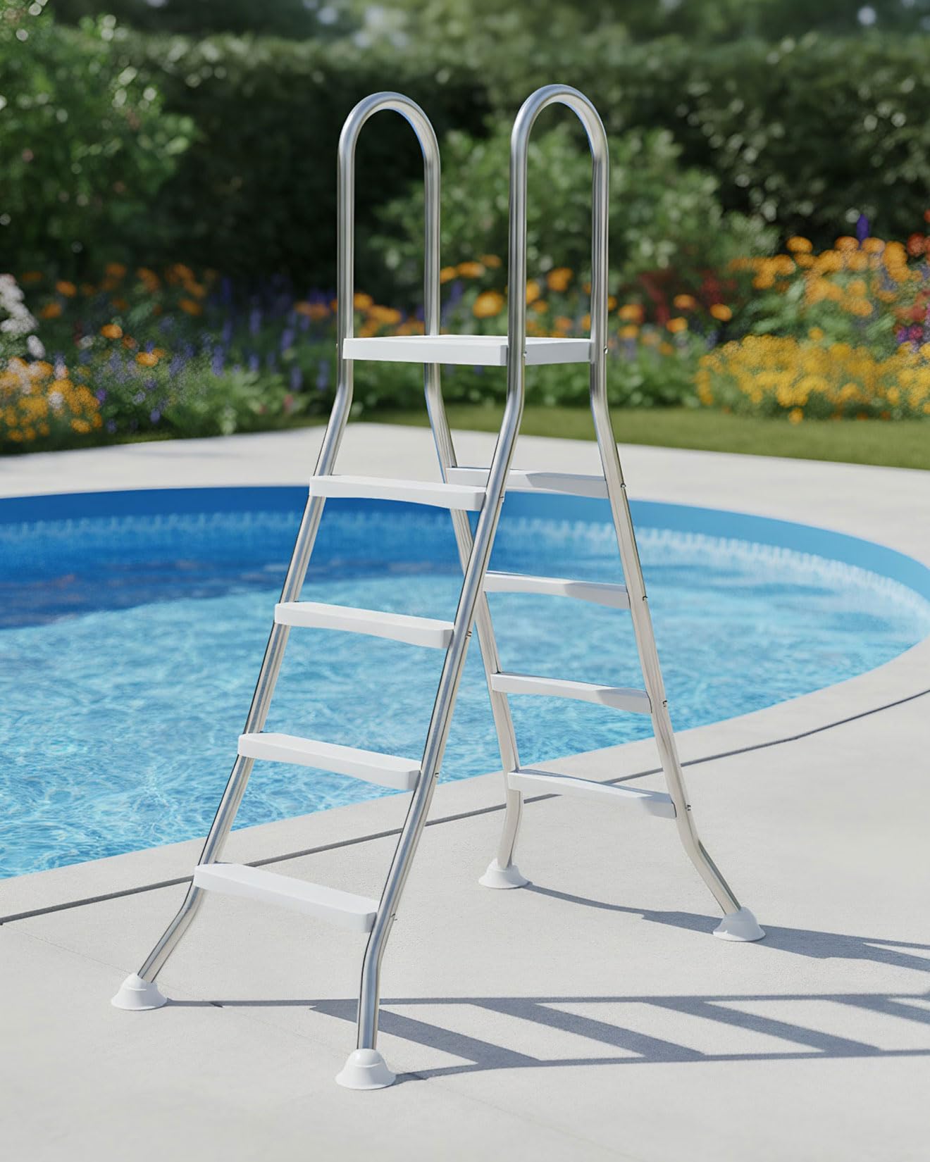 AIBOTY 135cm 4 Step Pool Steps for Above Ground Pools, Stainless Steel Heavy Duty Pool Ladder, Non-Slip Wide Steps 250kg Capacity for Outdoor Swimming Pool Access,135cm
