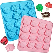 Webake Pig Silicone Mould Clover Four Leaf Chocolate Mould Pack of 2 Silicone Moulds New Year's Eve Lucky Clover Chocolate Mould Silicone