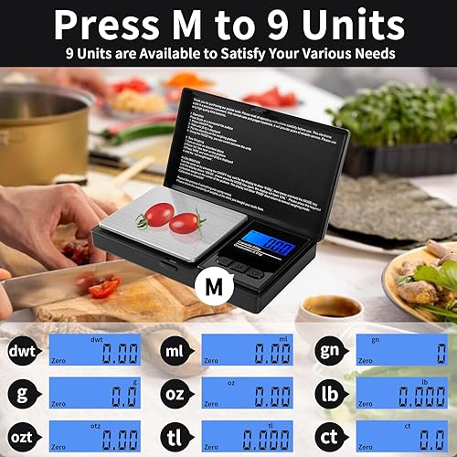 Miniatura 4 de Báscula digital de bolsillo de 7.05 oz x 0.00 oz, báscula digital para alimentos de viaje, báscula de joyería, báscula de hierbas, mini báscula