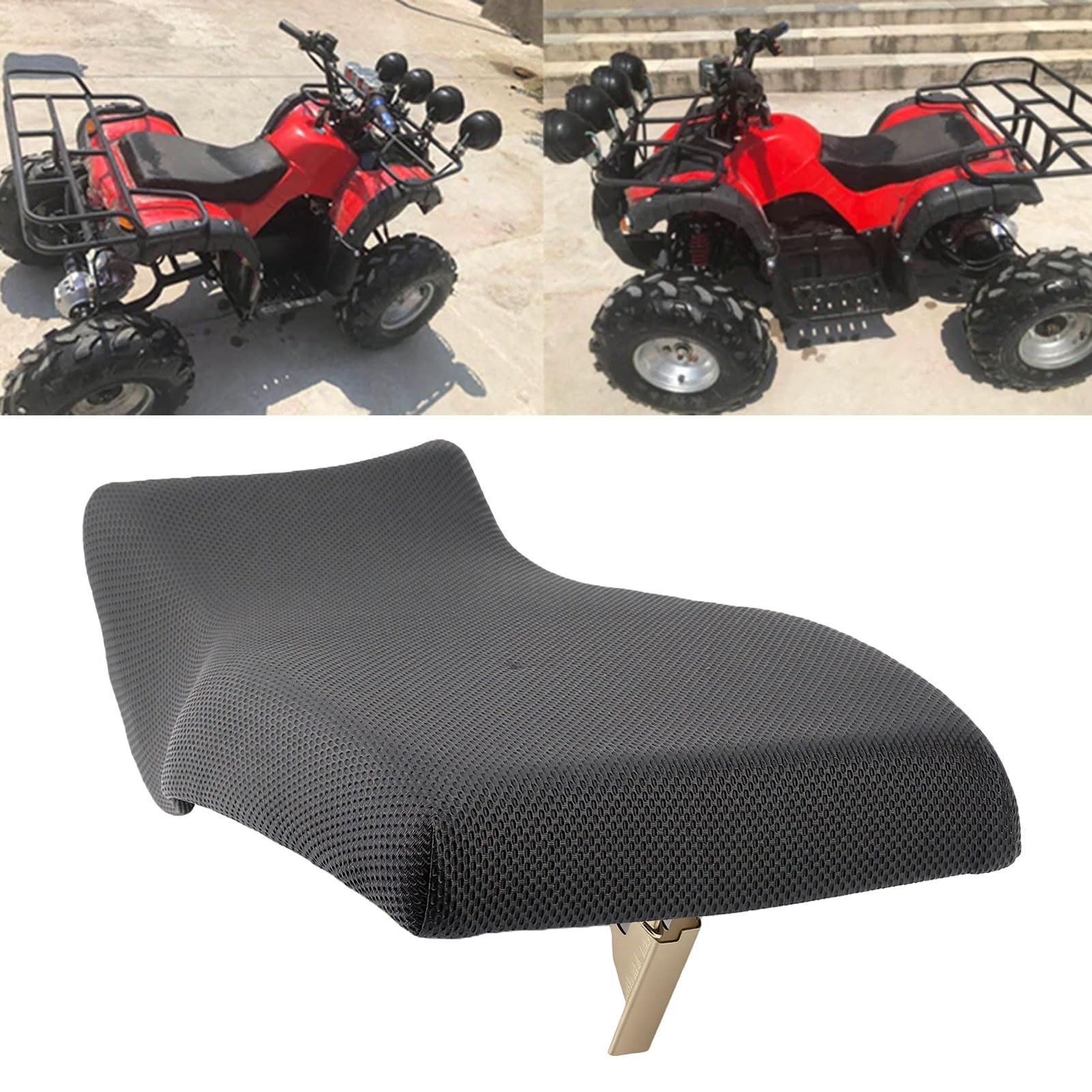 Sorandy Sedile Completo ATV, Sedile Sostitutivo ATV Antiscivolo Imbottito in Schiuma con Fibbia di Chiusura in Metallo per Quad per Bambini da 50 Ml 70 Ml 90 110 125